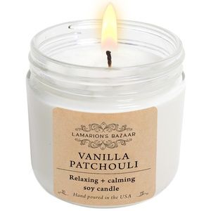 VANILLA + PATCHOULI Relaxing Calming Vanilla Patchouli Scented Candle -100% Soy